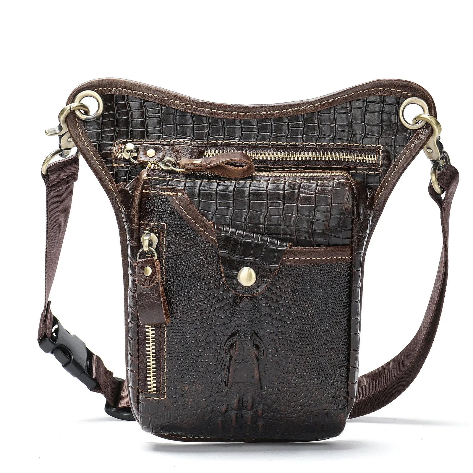 Genuine crazy horse leather retro satchel bag for men in brown and black colour options.