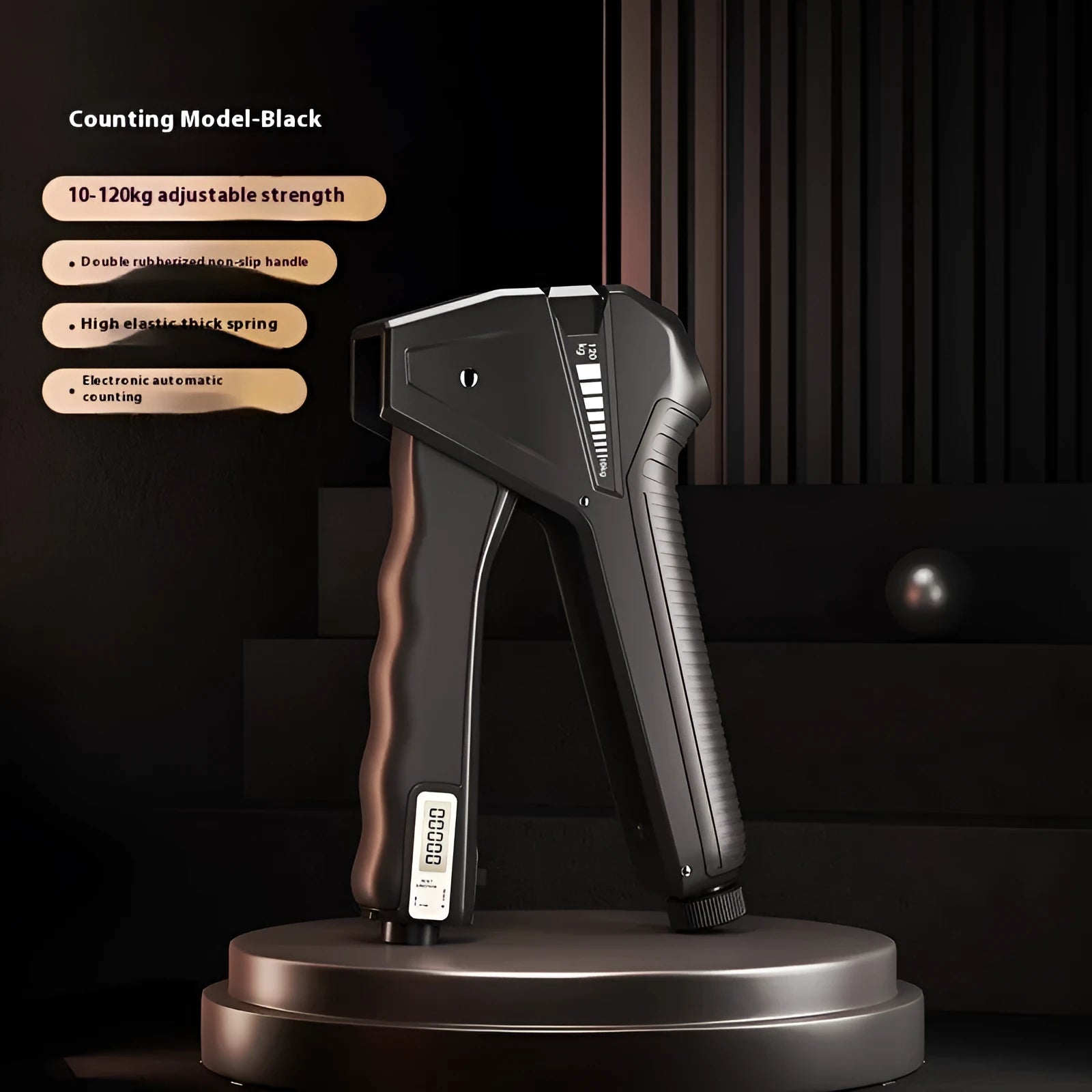 Adjustable hand gripper strength trainer with mechanical counter in multiple colour options