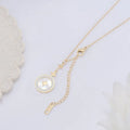 Gold hexagonal star pendant on a titanium steel chain necklace for women with an extender.