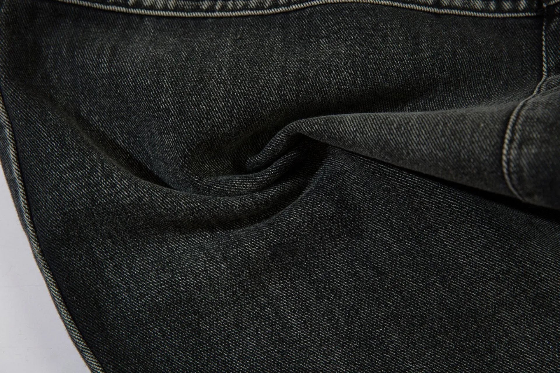 Men's black cotton embroidery trousers with wide-leg loose fit design
