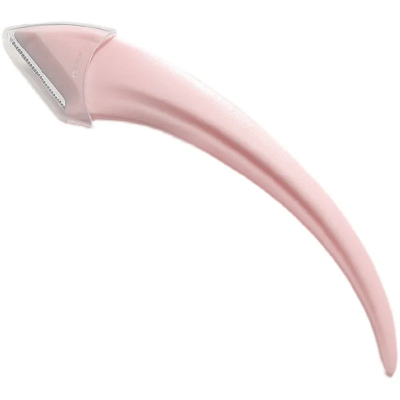 Curved moon shape eyebrow trimming knife with comb in white and pink colours