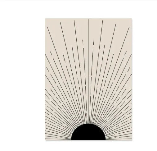 Boho abstract animal line design on frameless canvas wall art