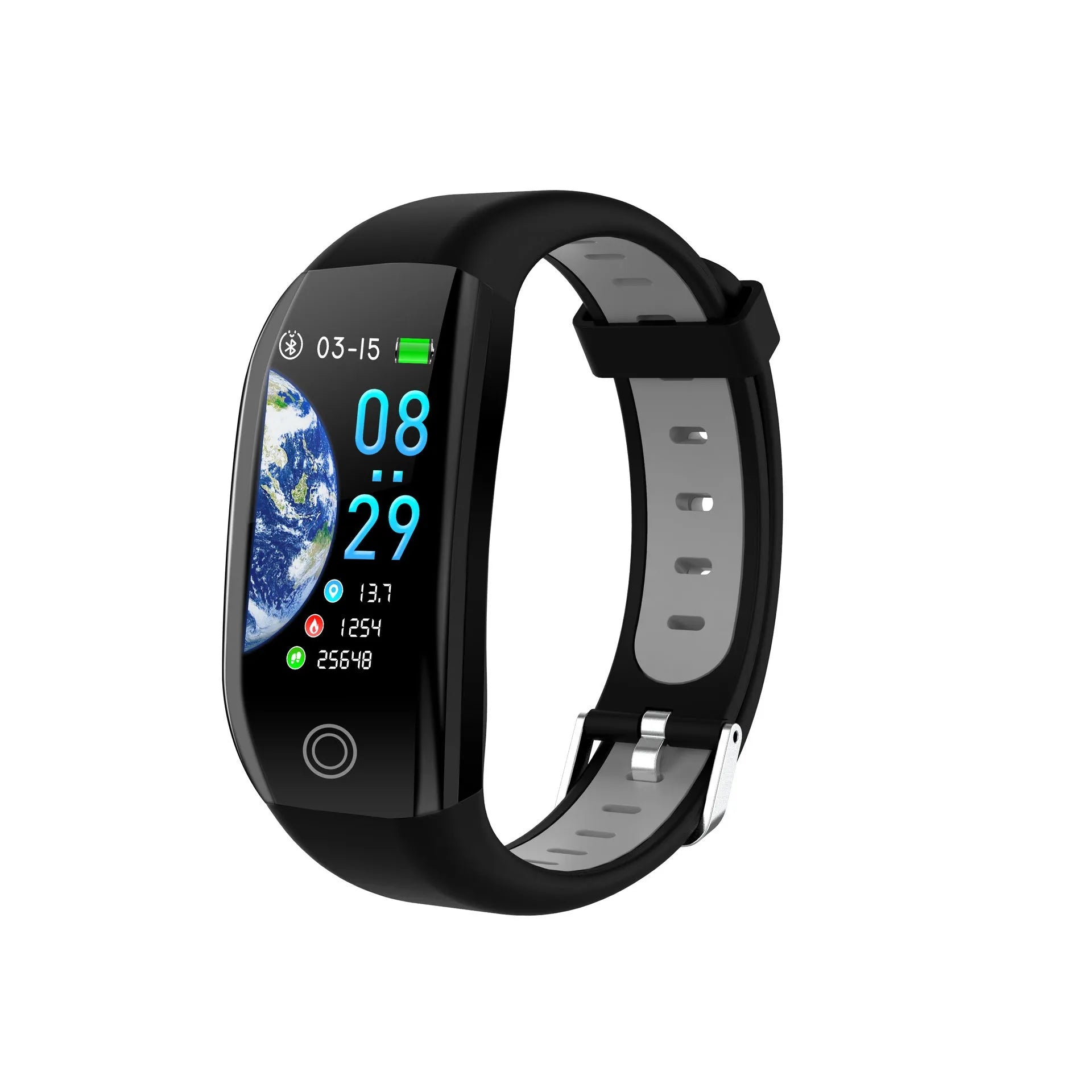 Color screen F21 smart bracelet with heart rate and sleep monitoring, black and gray colour