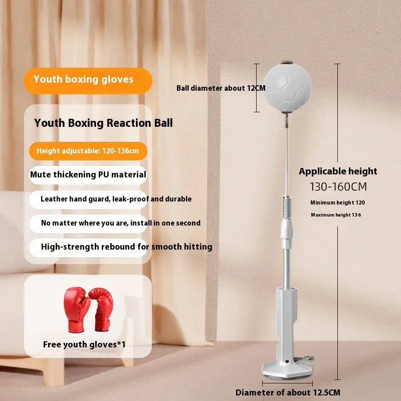 Vertical grey and orange boxing reaction speed ball with roly-poly base for solo training.