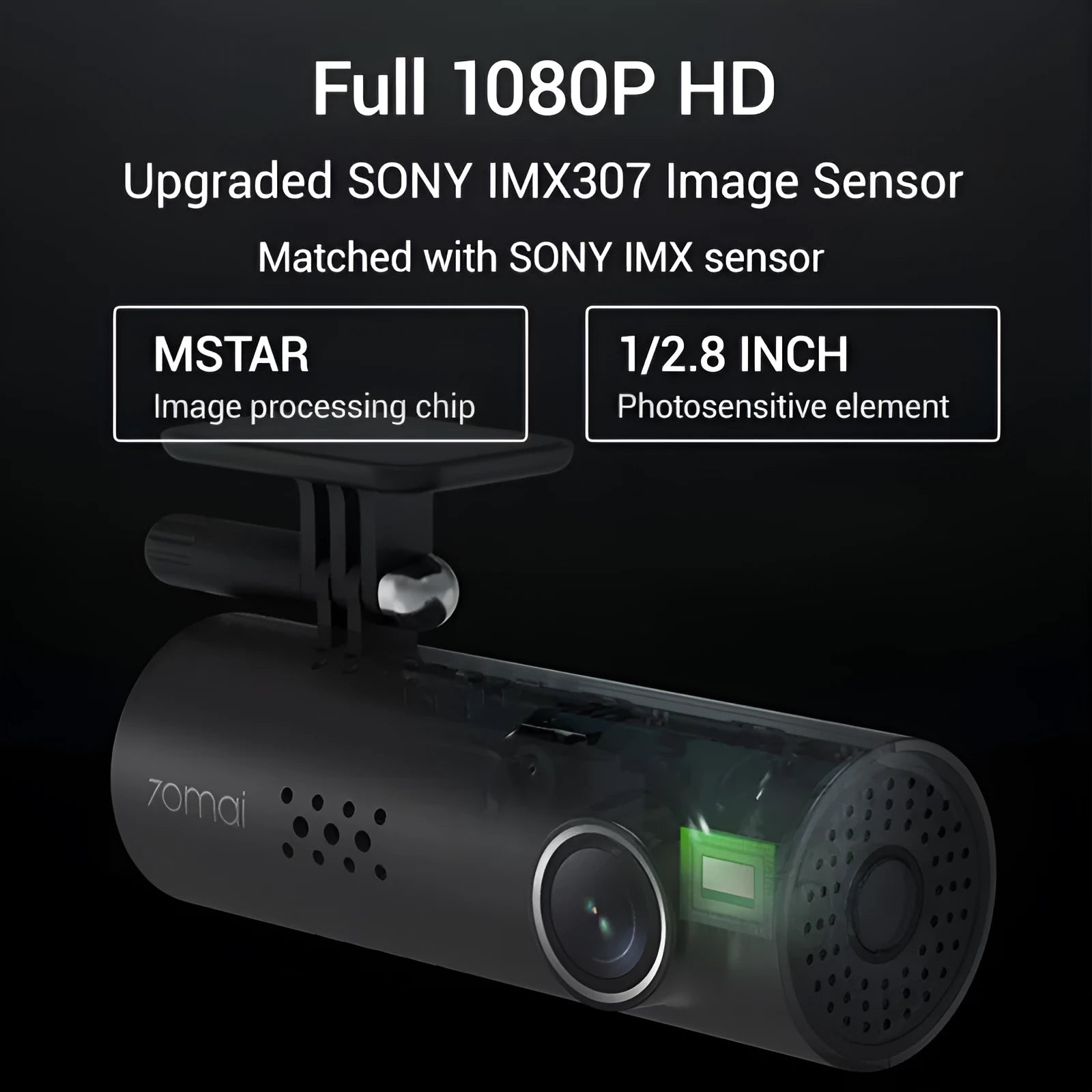 Intelligent HD night vision driving recorder 120° wide angle lens black compact dashcam