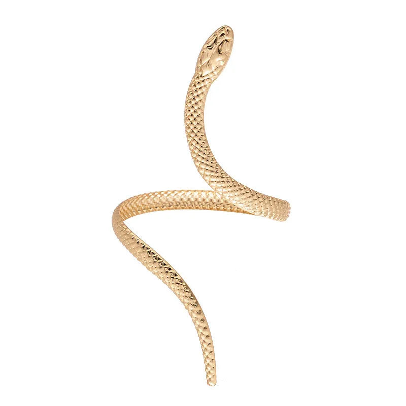 Exaggerated twisted winding simulated snake metal ring bracelet set in gold or silver electroplated finish