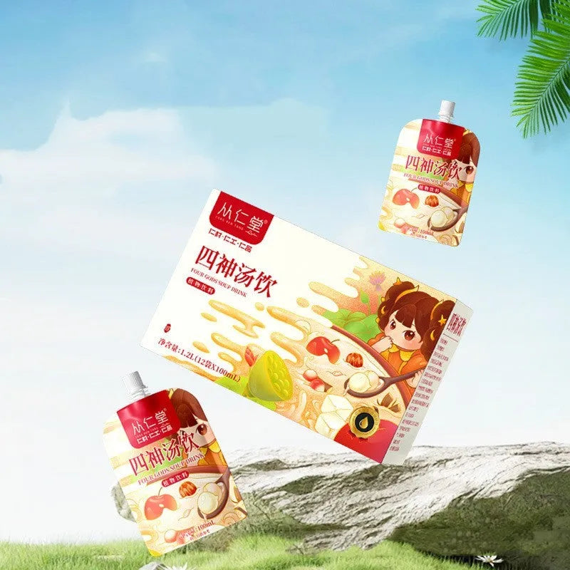 Box of children's spleen and stomach herbal tea with twelve 100ML sachets of lotus seed poria yam decoction