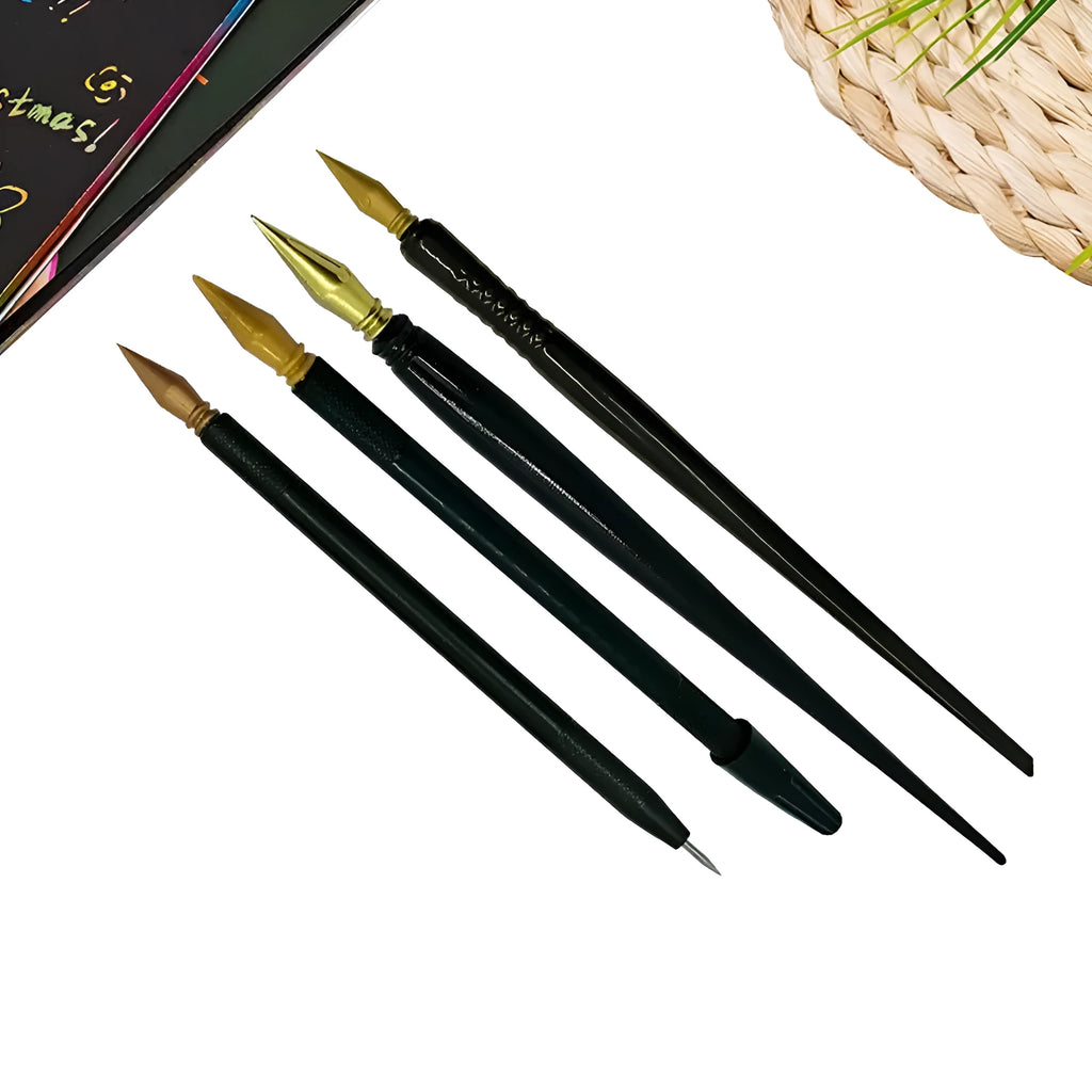 Scratch art pen with brush tip for children's drawing on scratch paper