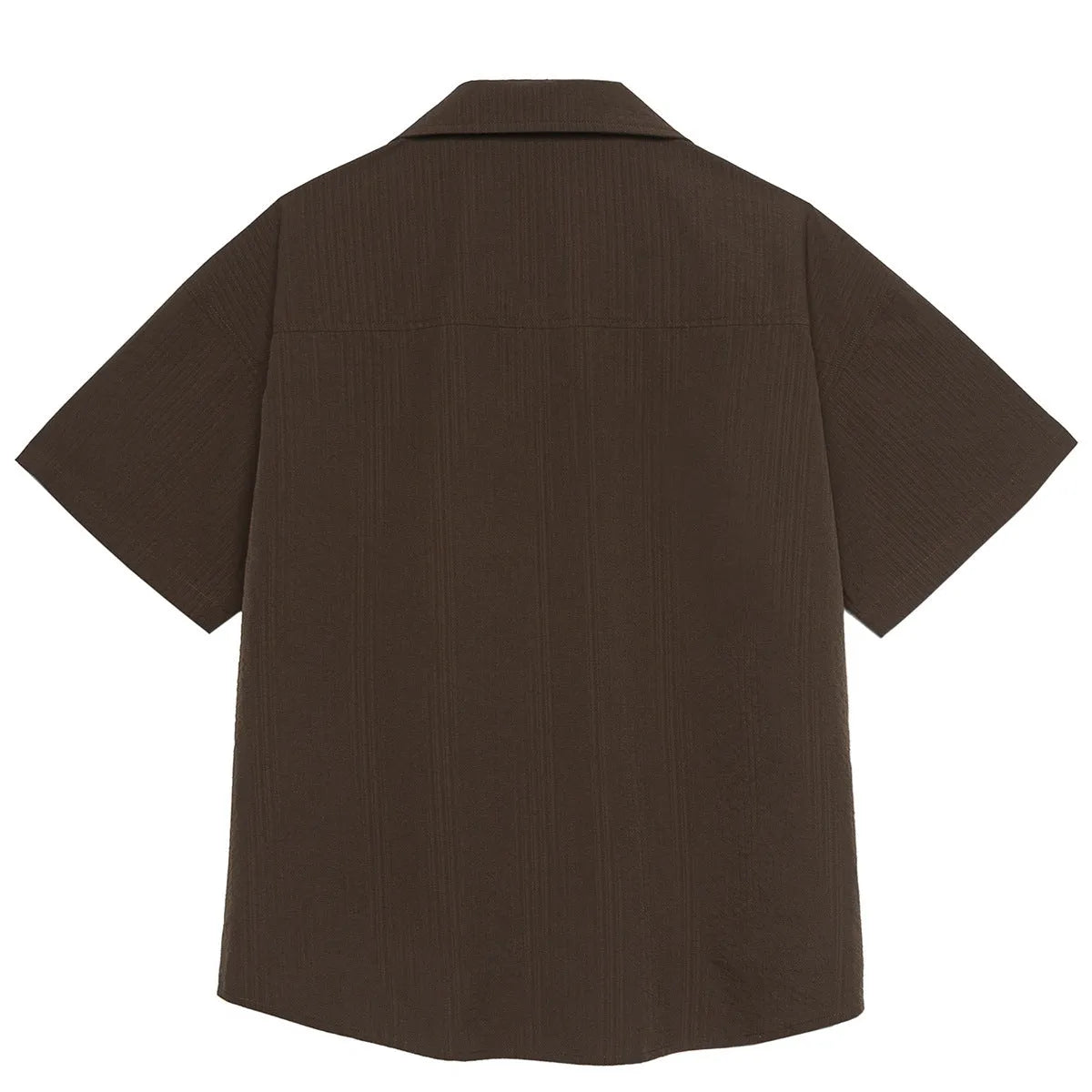Men's brown striped Cuban collar short sleeve outdoor shirt