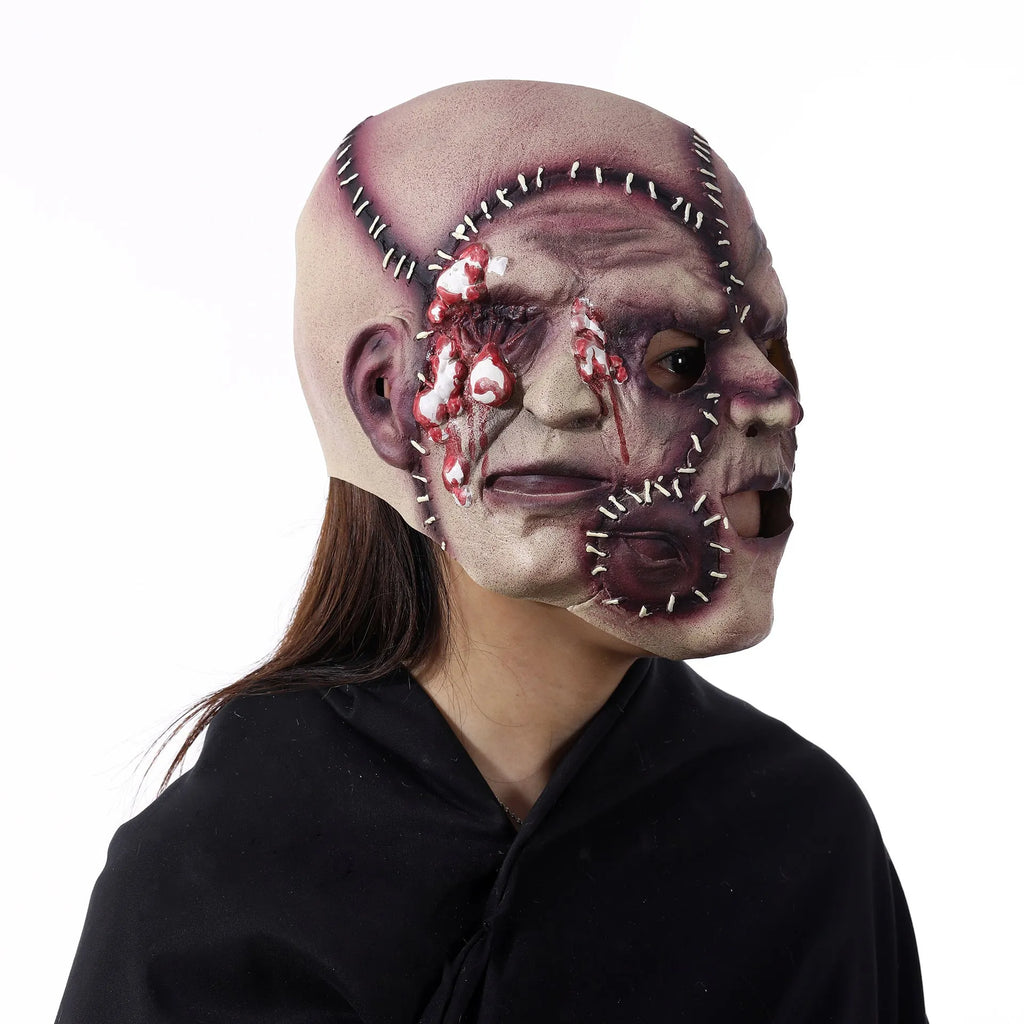 Three-sided Grimace horror mask in latex plastic for Halloween cosplay and parties