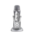 Silver plastic USB omnidirectional microphone with built-in mic for computer recording