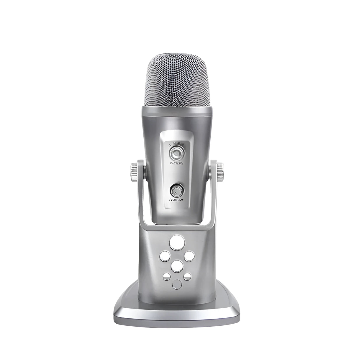 Silver plastic USB omnidirectional microphone with built-in mic for computer recording