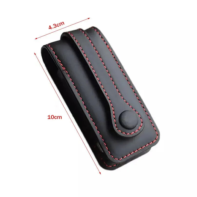 Genuine cowhide leather key case for Porsche with belt buckle closure, 10x4.3cm