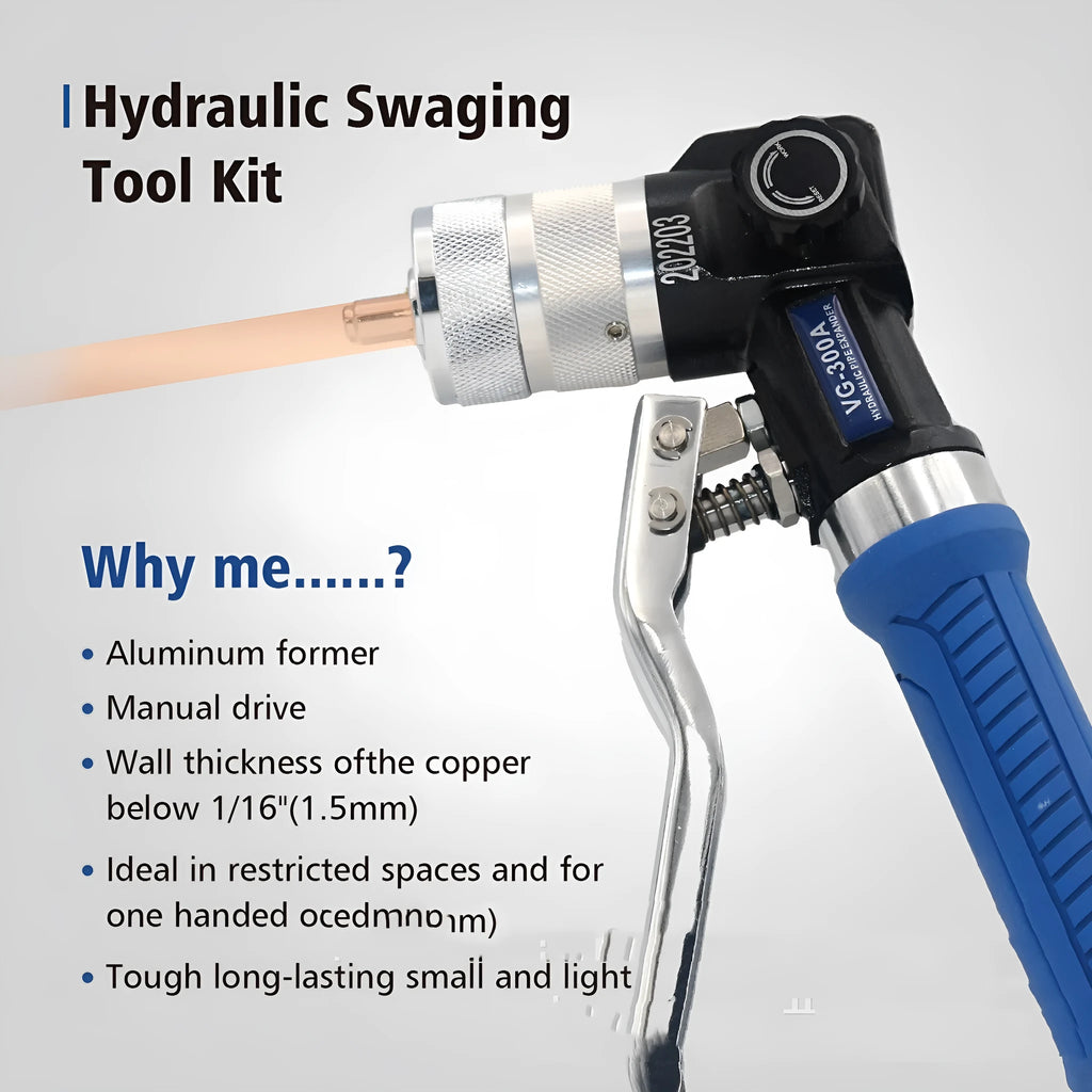 VG-300 style hydraulic tube expander for refrigeration maintenance with high-strength alloy steel construction