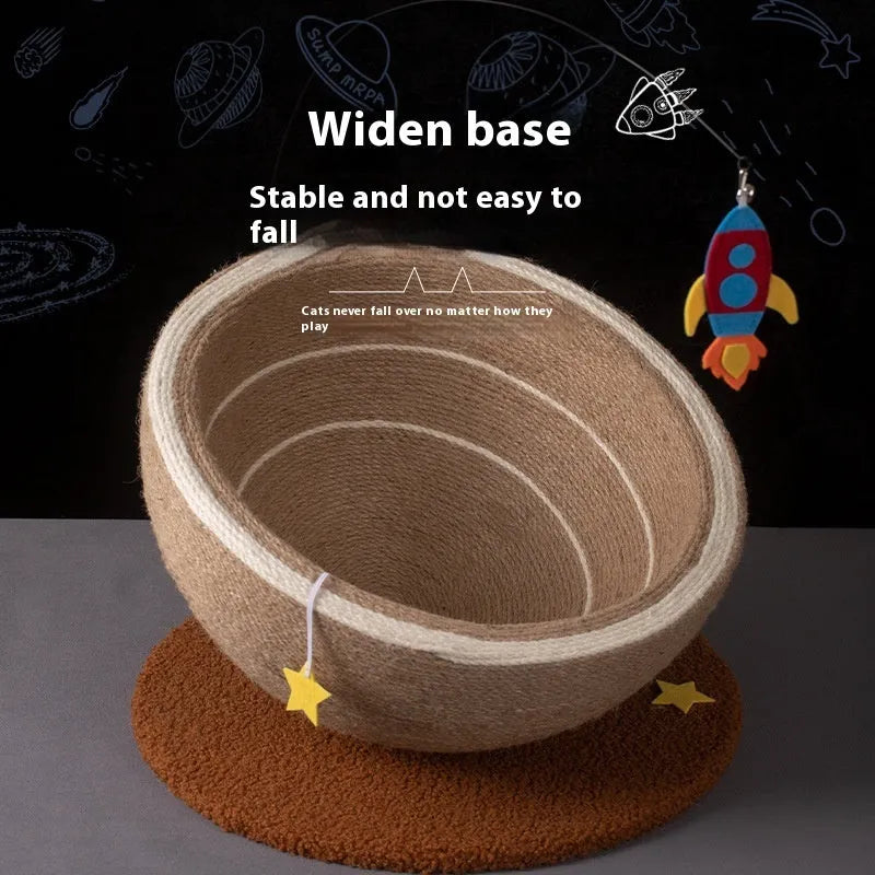 Large cat scratching board with integrated nest in starry sisal colour