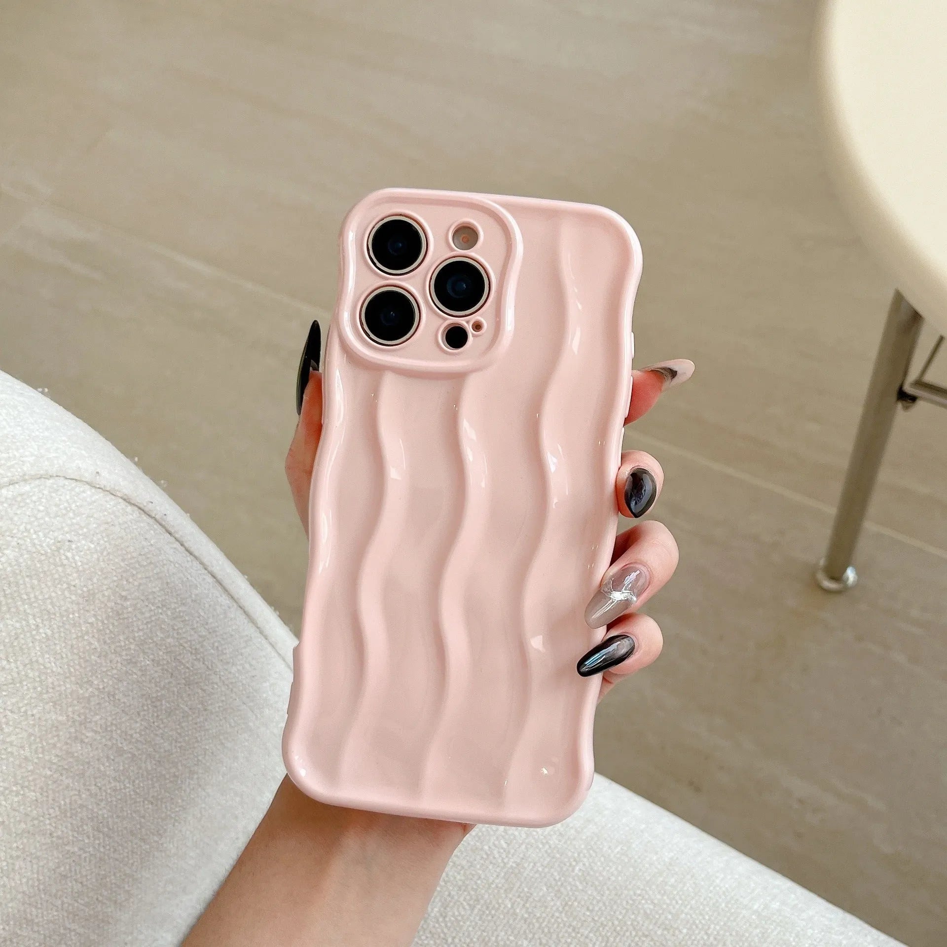 Electroplating three-dimensional wave stripe TPU phone case for iPhone 17 series in multiple colour options