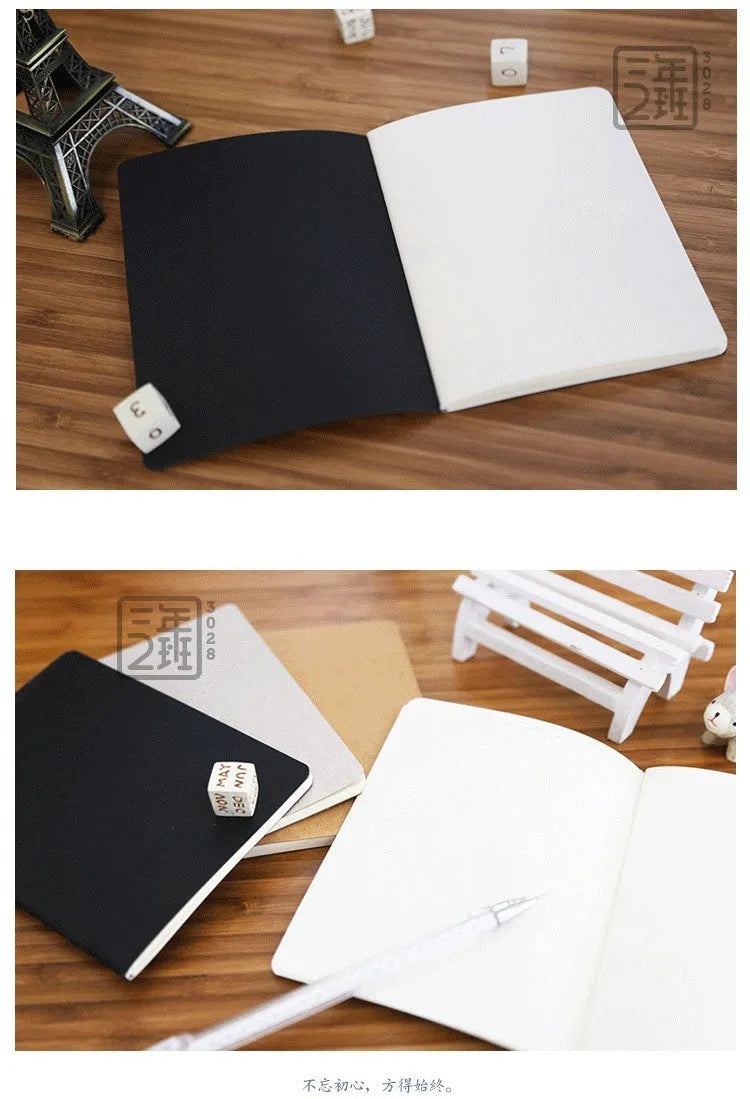 Retro plain blank graffiti book in black, white, cowhide colour, or grey with 102x142mm pages and car line stitch binding.