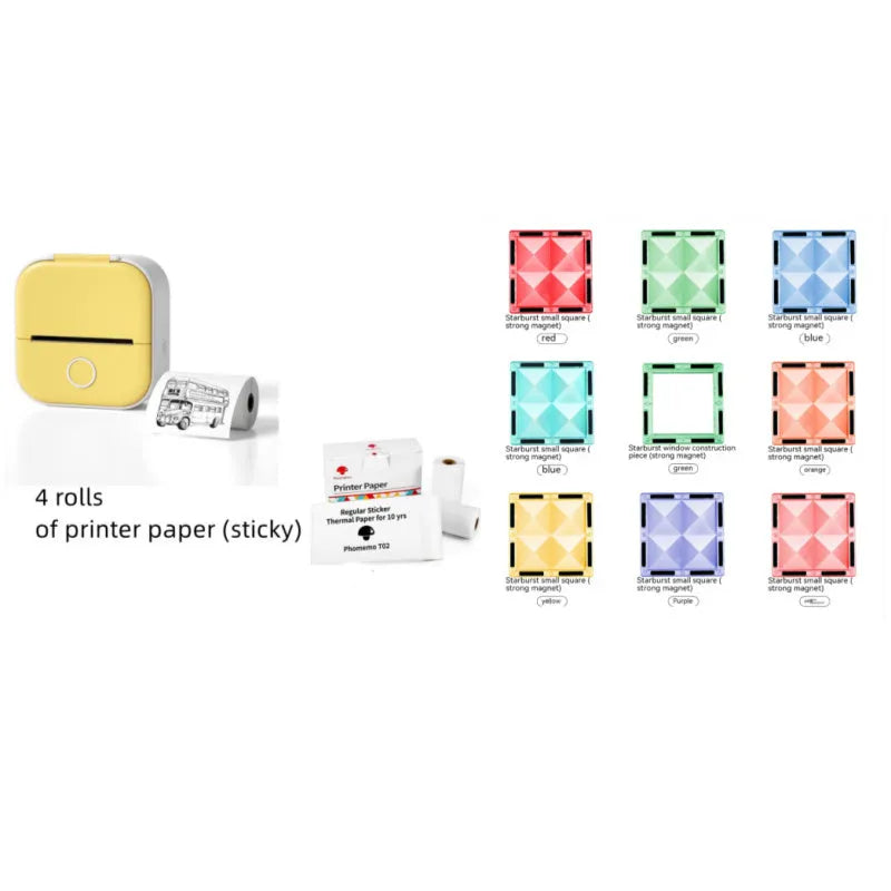 Phomemo T02 portable mini thermal label printer in white with Bluetooth and inkless printing, 87mm x 90mm x 40mm