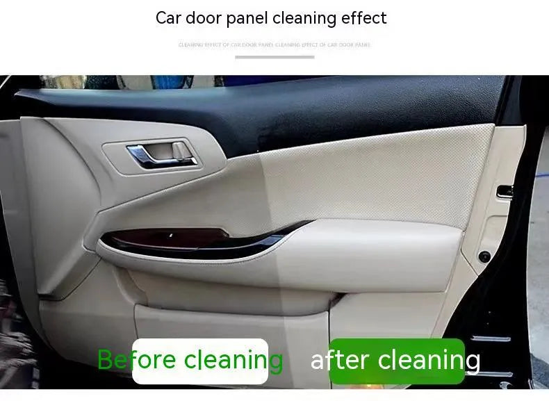 Fabric roof foam decontamination cleaner bottle with towel and sponge wipes for interior car ceilings
