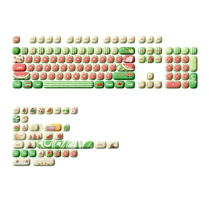 Watermelon theme mechanical keyboard keycaps with five-sided sublimation printing on PBT plastic