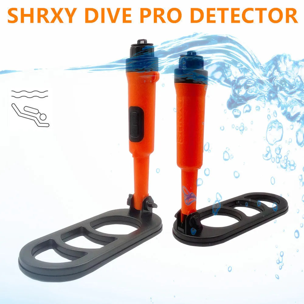 SHRXY Diving Q20 waterproof metal detector folded with retractable handle in black and orange