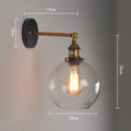 20cm retro spherical glass wall lamp with aluminium holder in transparent, amber, or smoky grey