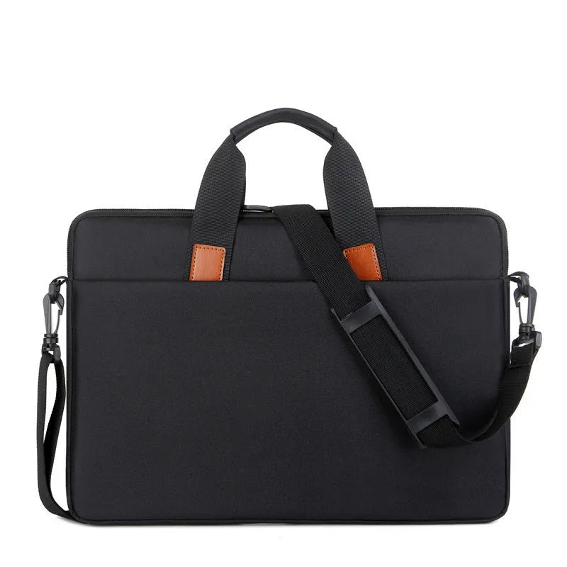Oxford cloth one-shoulder laptop bag in black with shockproof large capacity design