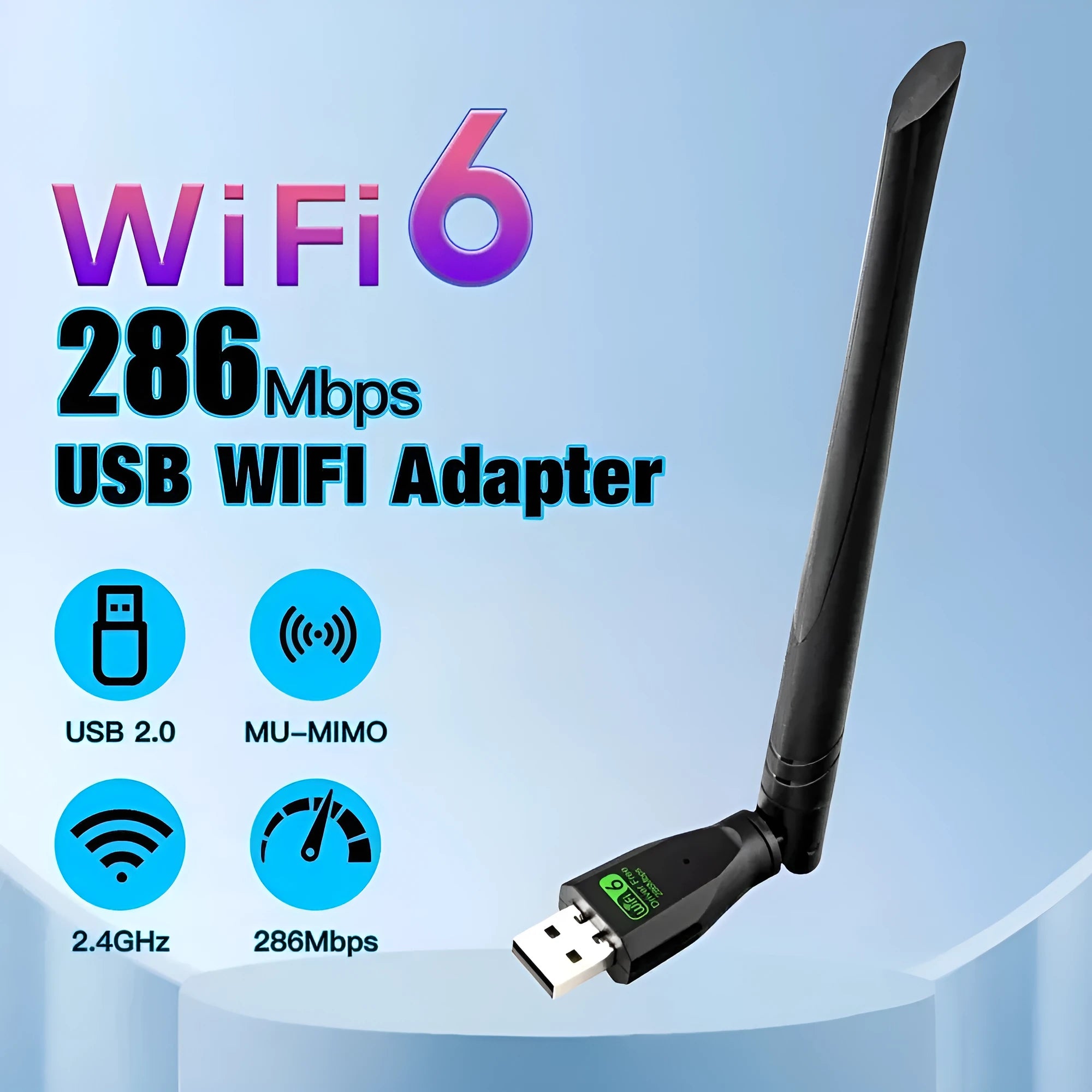Black USB WiFi6 wireless network card with driver-free operation