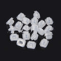 Transparent plastic interior fastener clip for BMW E39 and E38 models showing peach wood design.