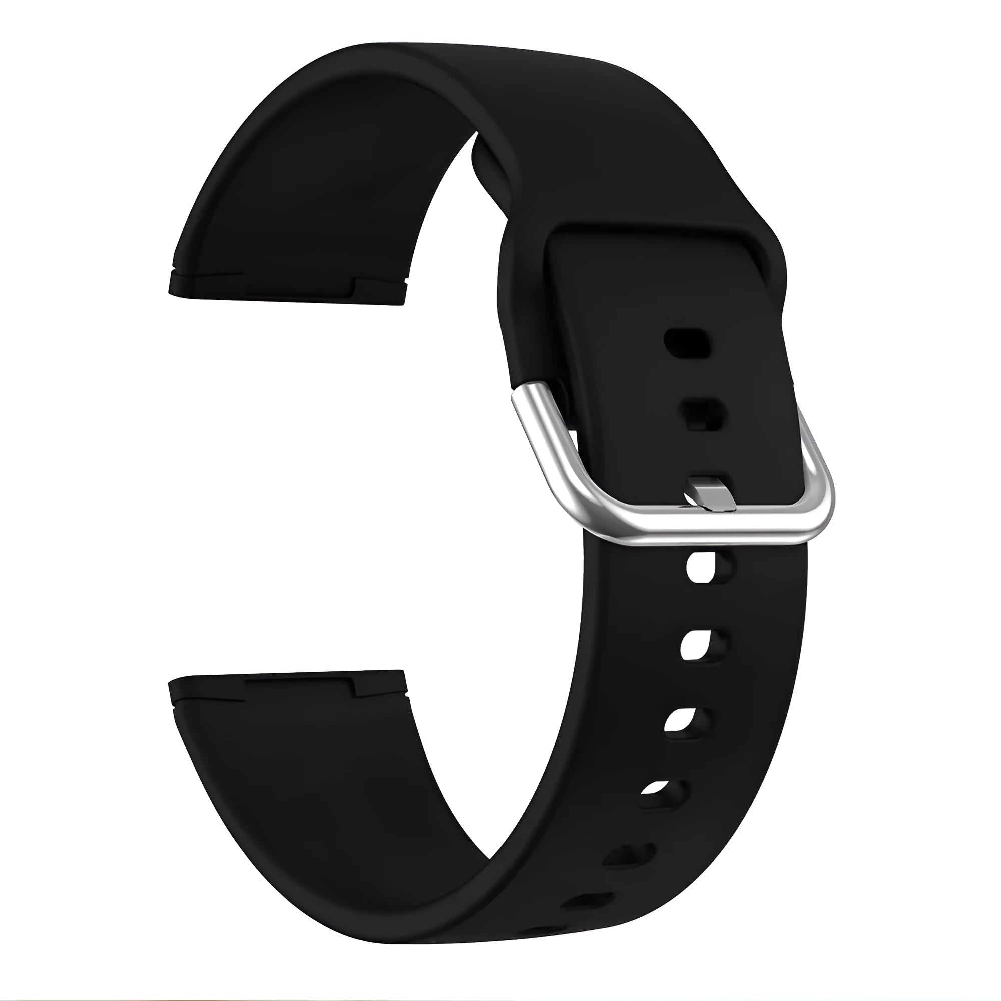Solid colour silicone replacement strap with silver buckle for Fitbit Versa 3 and Sense 2 smartwatches