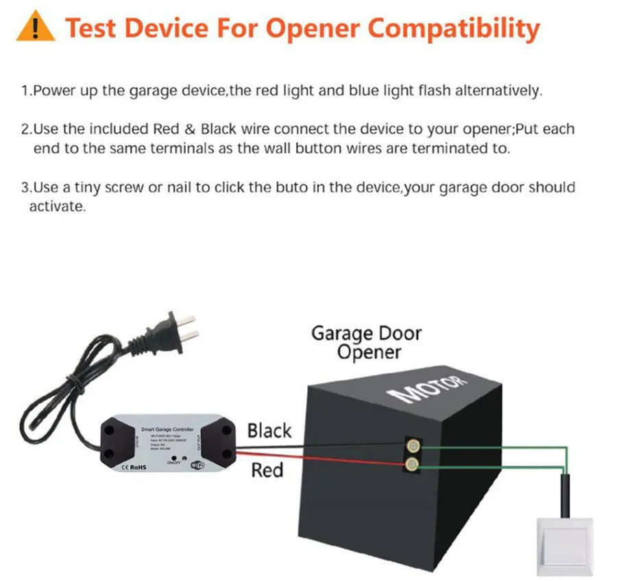 WiFi garage door controller with app control, voice command, and timer function, model AU/EU/US/UK.