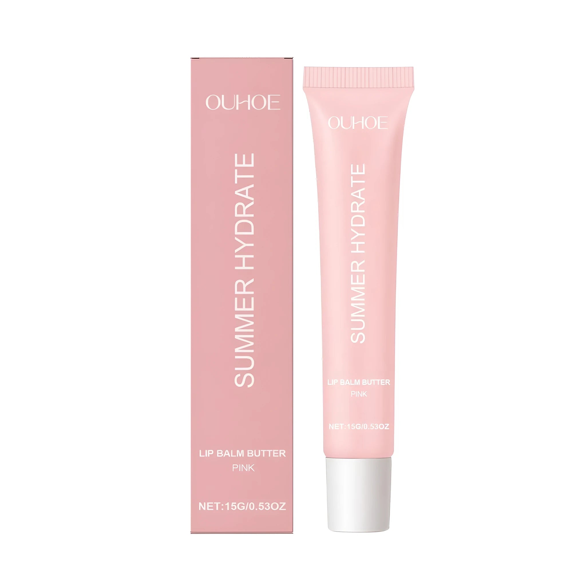 Pink shea butter lip balm stick for moisturising dry lips