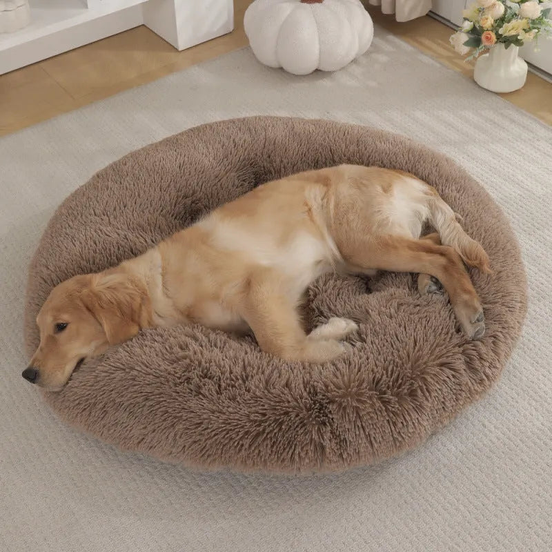 Round plush pet mat dog bed in multiple colours and sizes from 40cm to 120cm for dogs