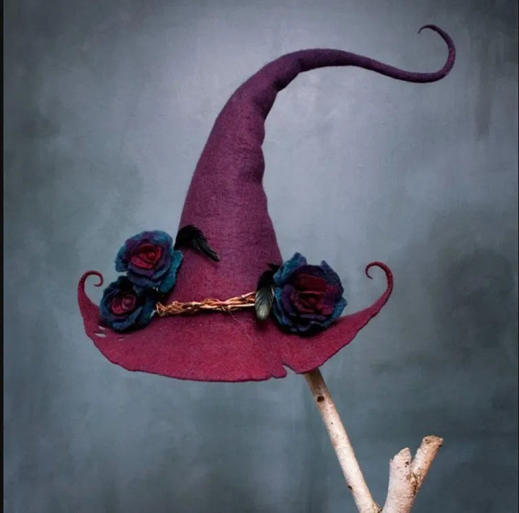 Halloween felt witch hat for adults, five styles, classic pointed design, lightweight felt material