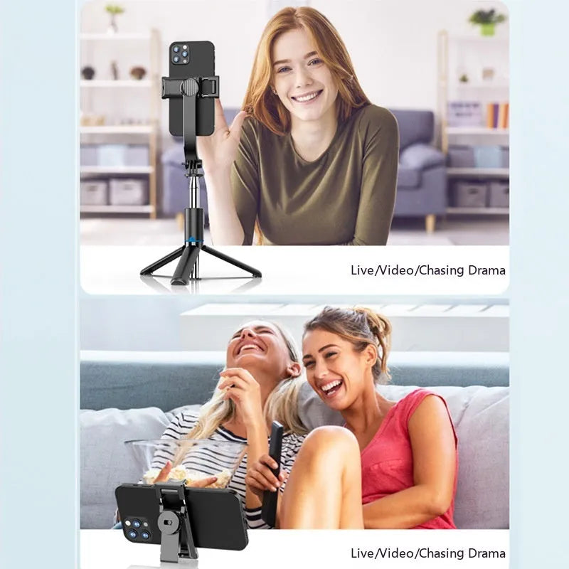 Detachable desktop stand Bluetooth selfie stick extended to 1060mm with phone and remote control