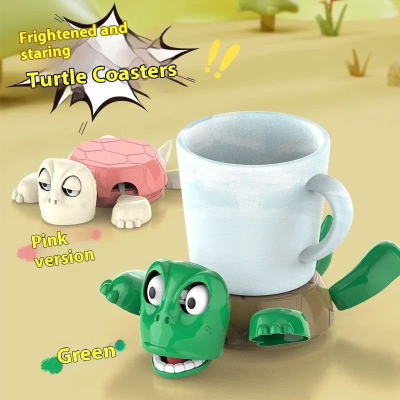 Turtle-shaped ABS plastic coaster in light green colour providing heat insulation for drinkware