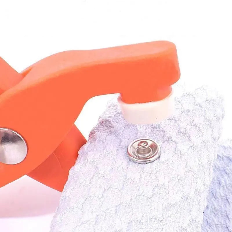 Stainless steel no-sew clothing button kit with pliers for children's garments