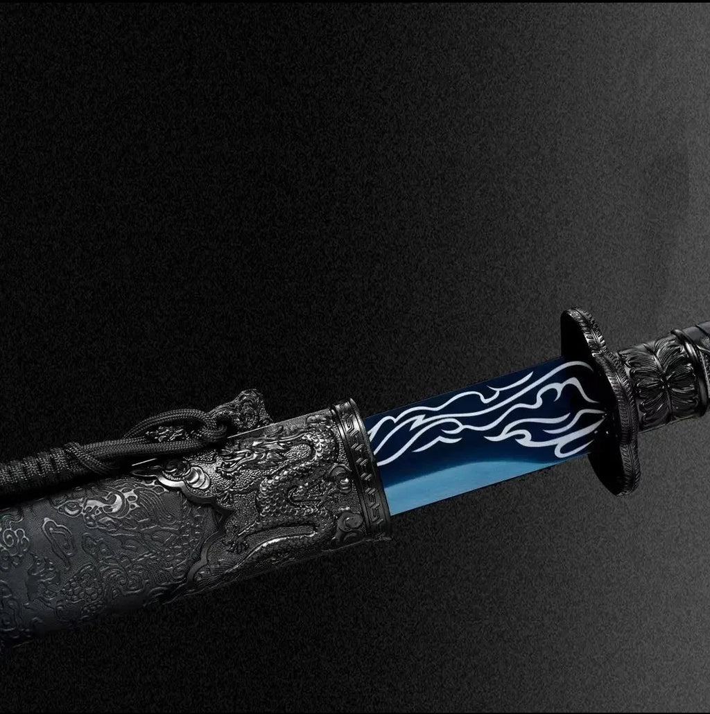 Liuying Tang Dynasty horizontal sword with 65 manganese steel unsharpened blade and solid wood leather scabbard