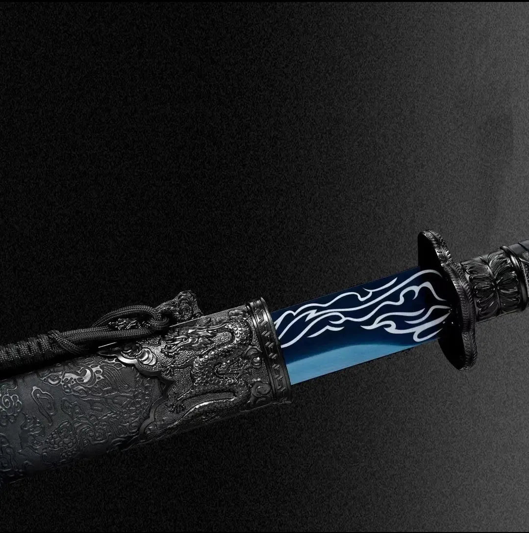 Liuying Tang Dynasty horizontal sword with 65 manganese steel unsharpened blade and solid wood leather scabbard