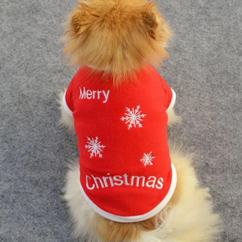 Christmas pet costume in fleece and cotton, available in multiple styles and sizes for small dogs and cats