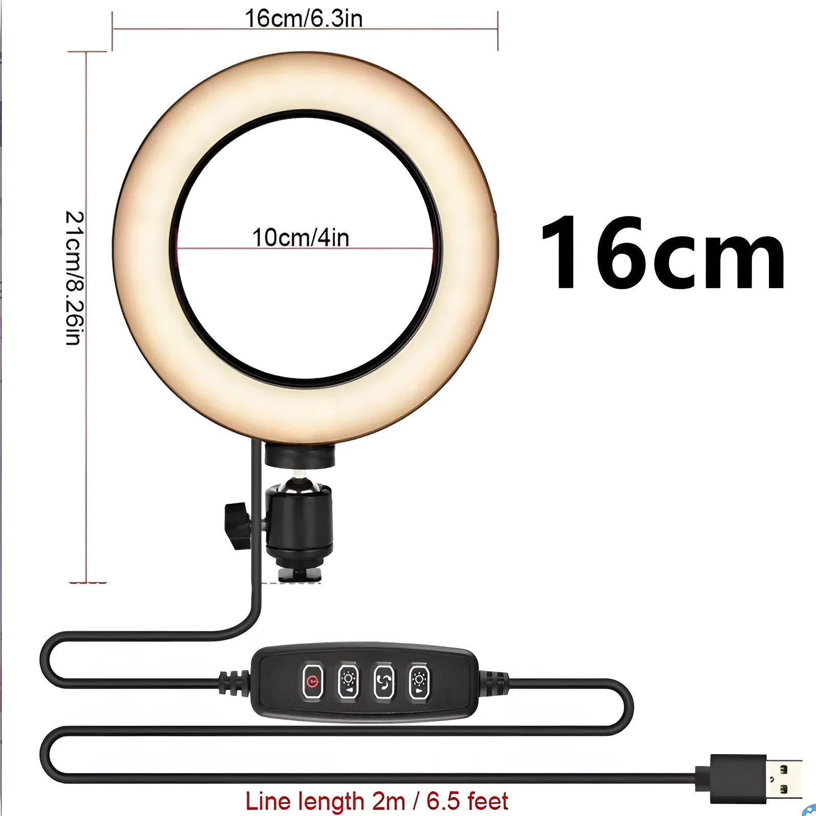 Silver adjustable tripod phone stand extended to mid-height with a ring light attachment point.