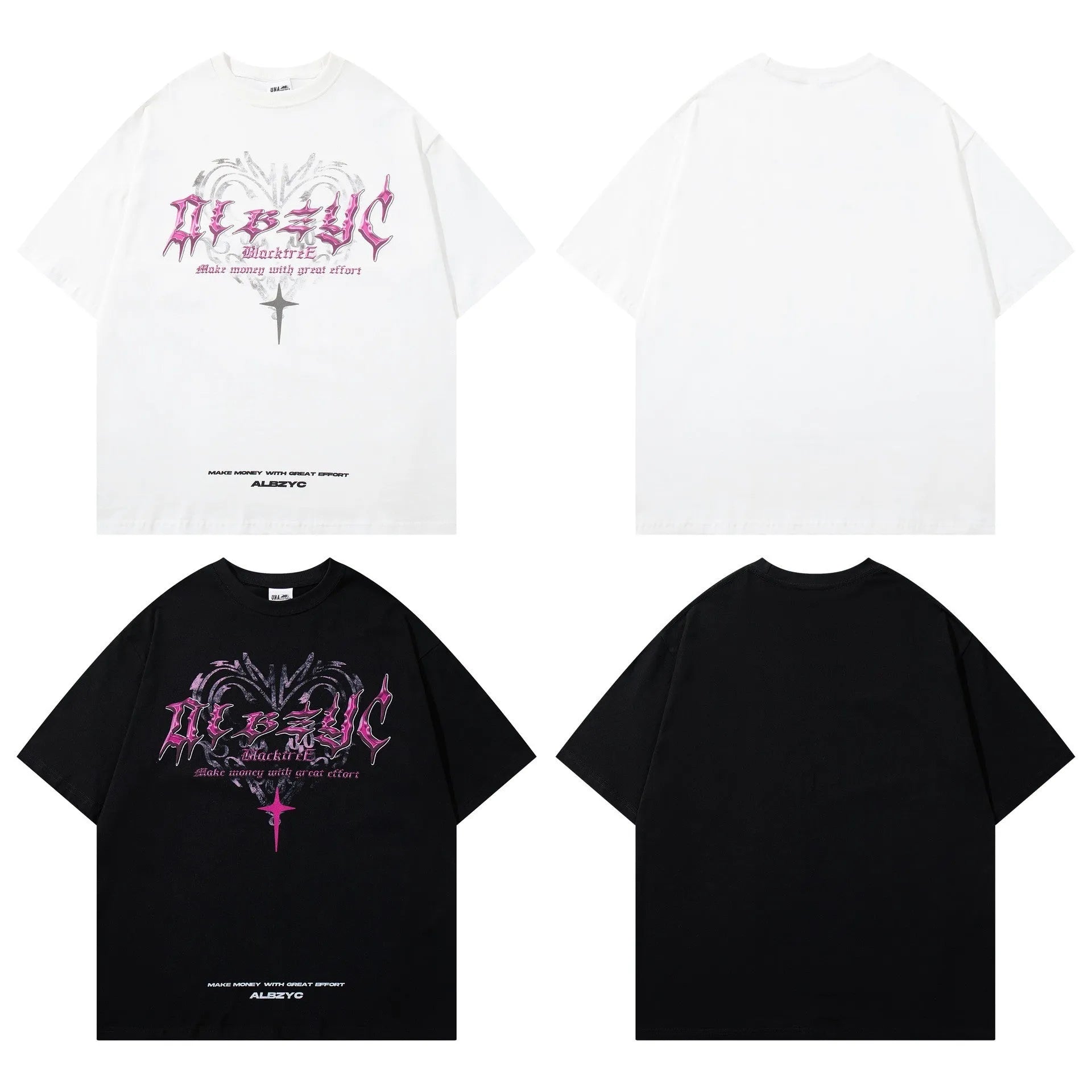 Retro printed cotton T-shirt for men in loose fit with round neck and short sleeves