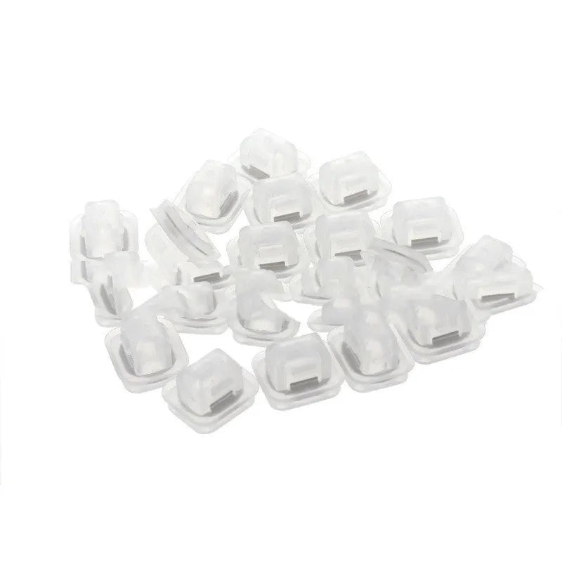 Transparent plastic interior fastener clip for BMW E39 and E38 models showing peach wood design.