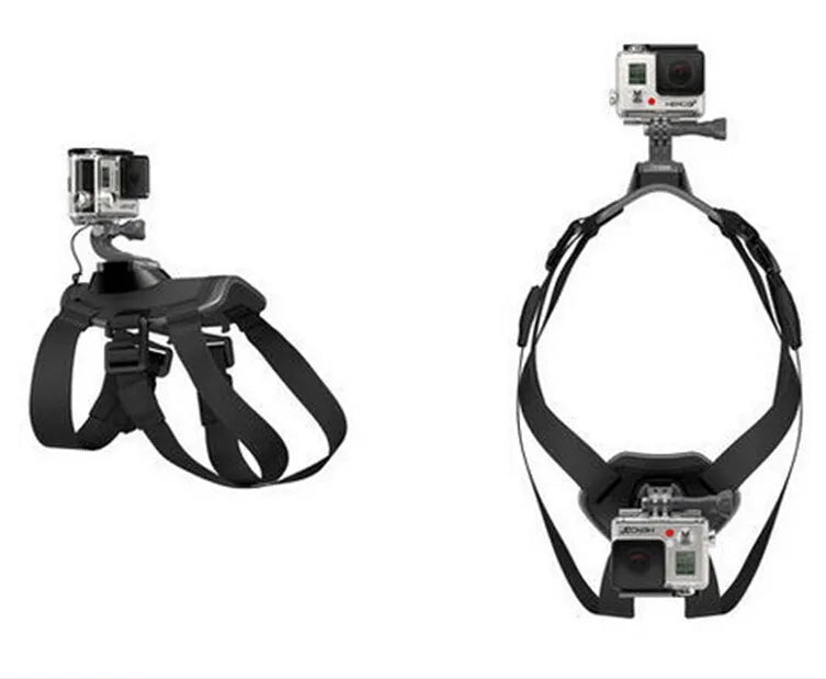GoPro dog chest strap back mount adjustable for large medium small dogs black colour