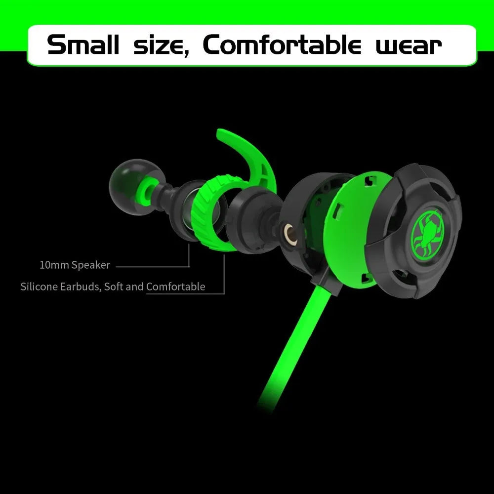 Shuangmai wired in-ear gaming headset with 1.5cm cable in black, green, or red colours