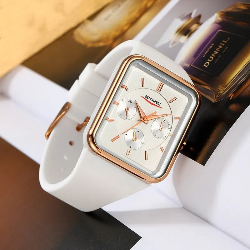 Square silicone strap waterproof digital watch for girls in multiple colour options