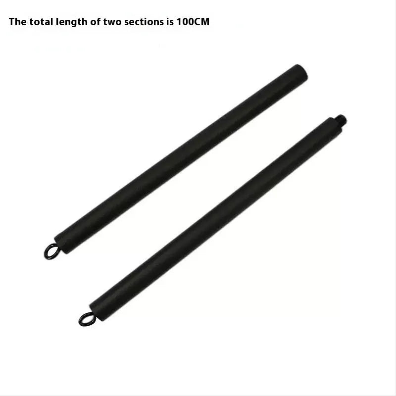 Push-and-pull rod fitness stick with rope resistance system showing two-segment construction
