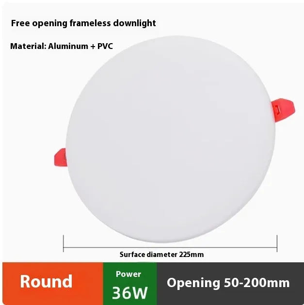 Ultra-thin aluminium LED panel ceiling light with adjustable mounting holes in circle and square shape options
