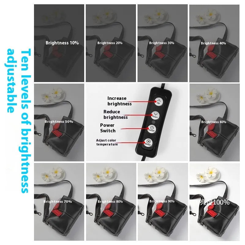 50cm metal frame photo light box with reflective cloth interior and USB LED lighting