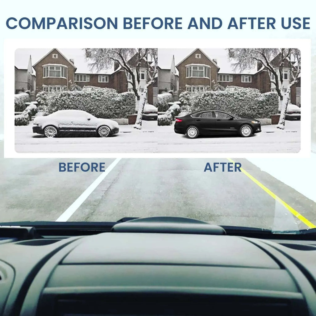 Black car snow removal tool with special glass technology measuring 5x2.6x1.5cm